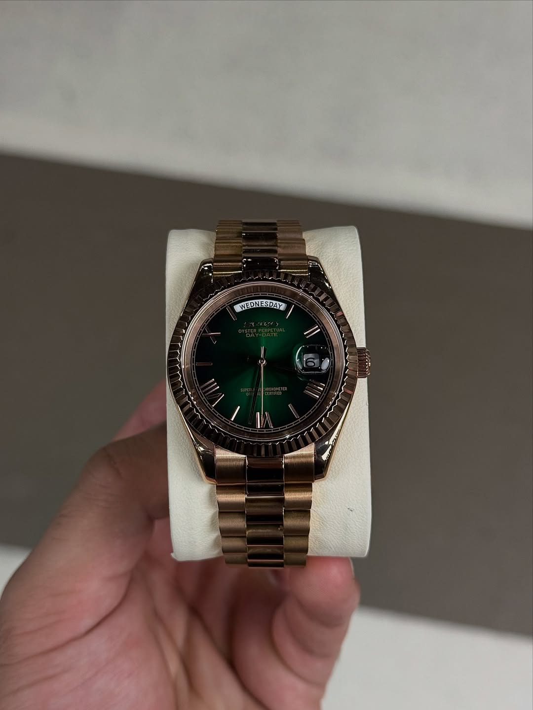 Royal Green Seiko mod watch front view with detailed dial