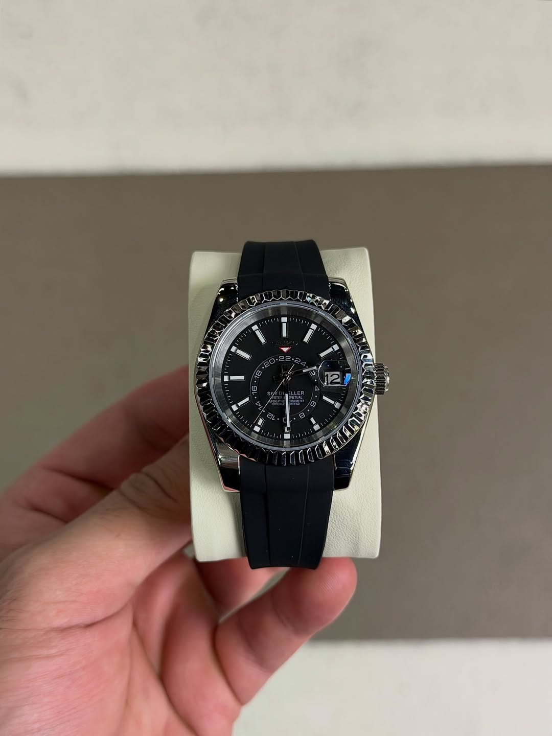 Midnight Shadow Complication Seiko mod watch front view with detailed dial