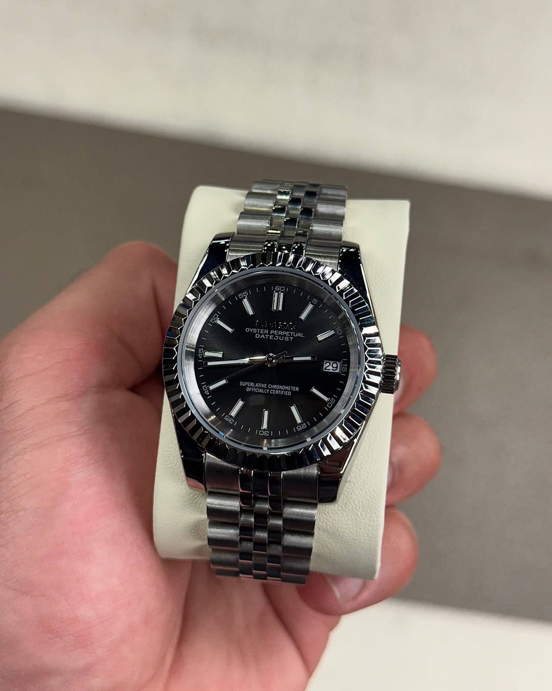 Dark Knight Dial Seiko mod watch on wrist with luxury design