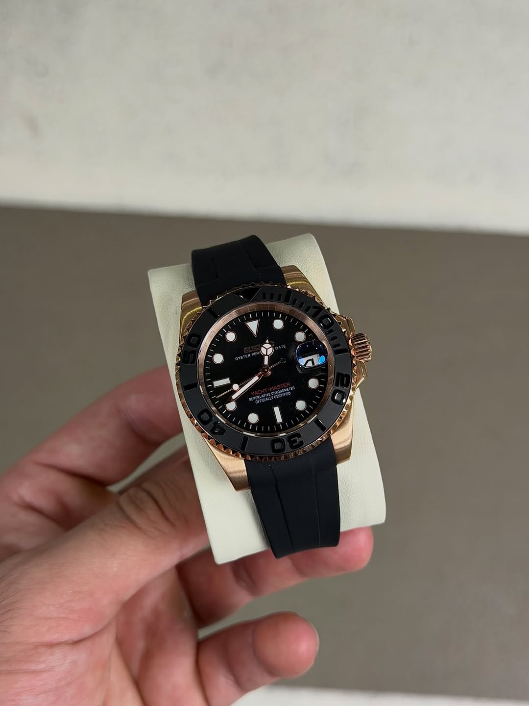 Nightfall Gmt Seiko mod watch on wrist with luxury design