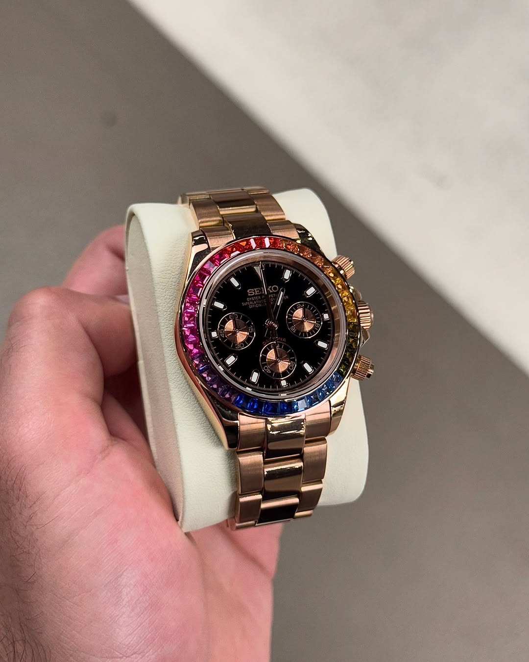 Chronograph Rose Gold Diamond Rainbow Dial