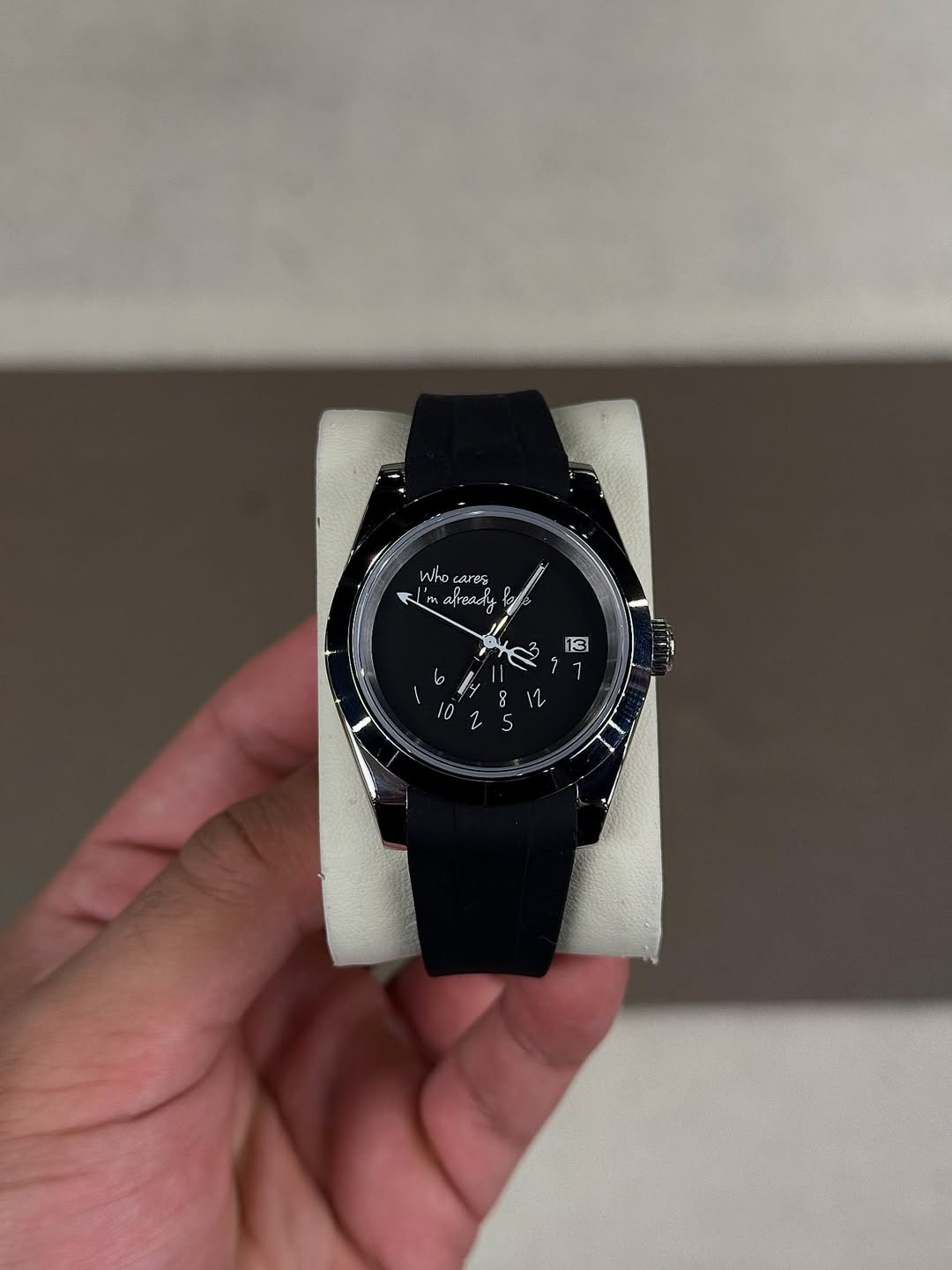 Classic Black Dial Flex Seiko mod watch front view with detailed dial