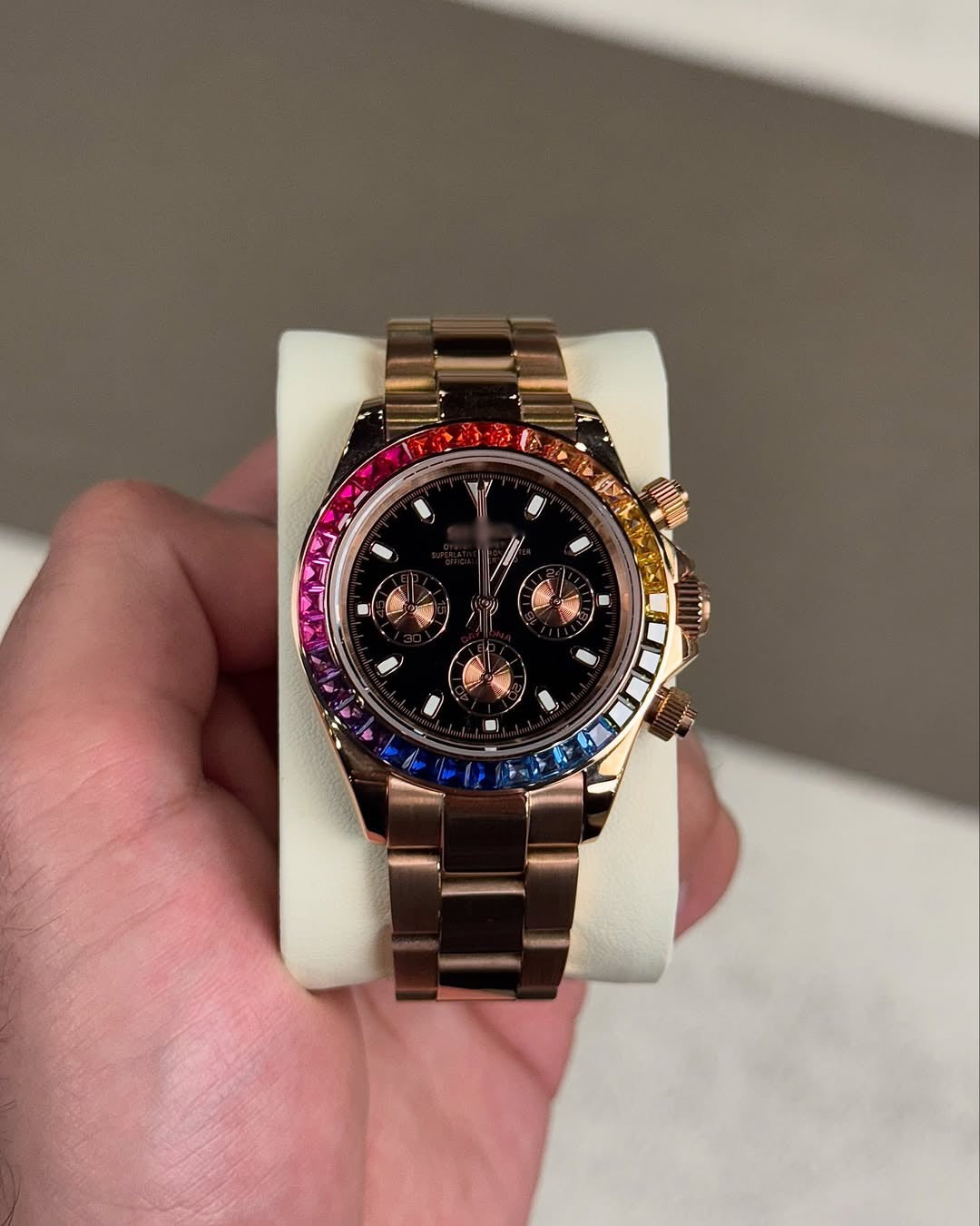 Rose Gold Diamond Rainbow Dial