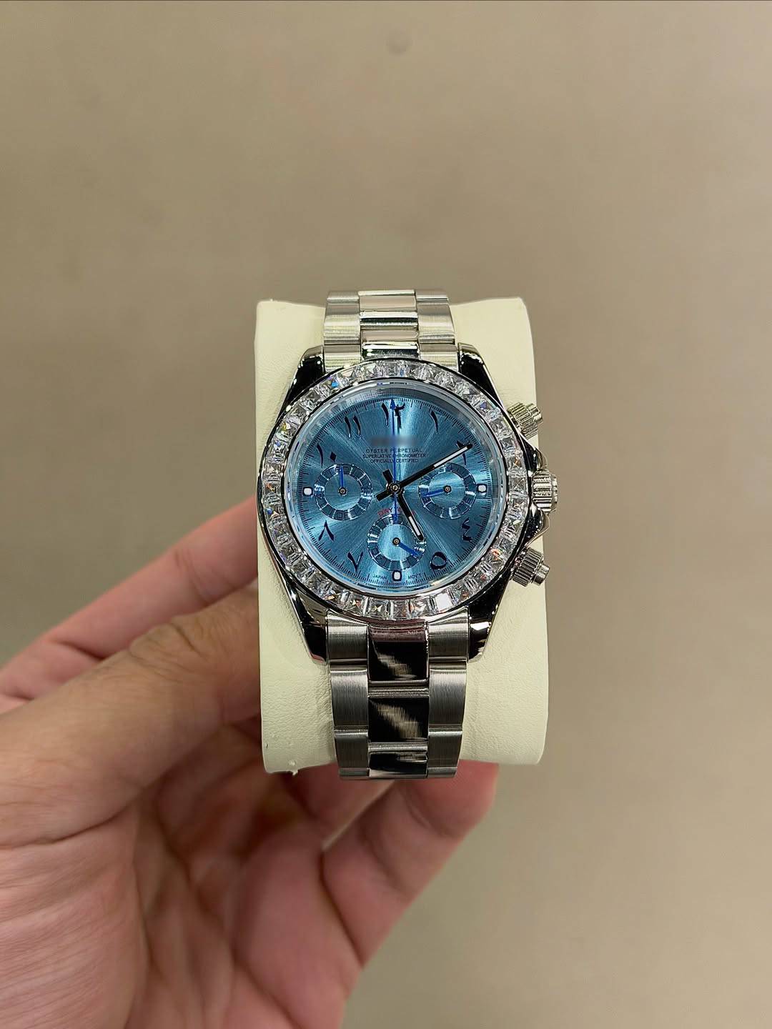 Ice Blue Diamond Arabic Dial